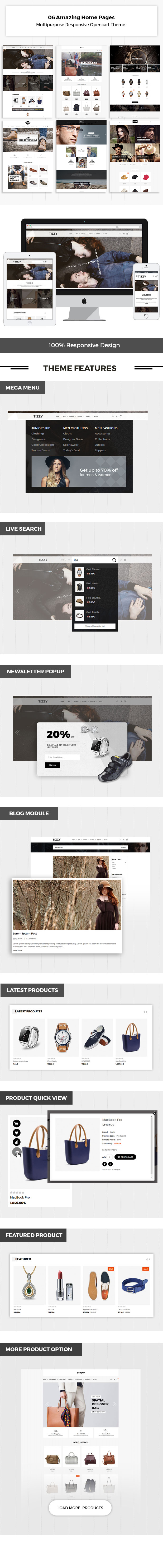 Tizzy - Multipurpose Responsive | Fashion | Watch | Bag | Shoes | Hat And Sunglasses Opencart 3.X - 1